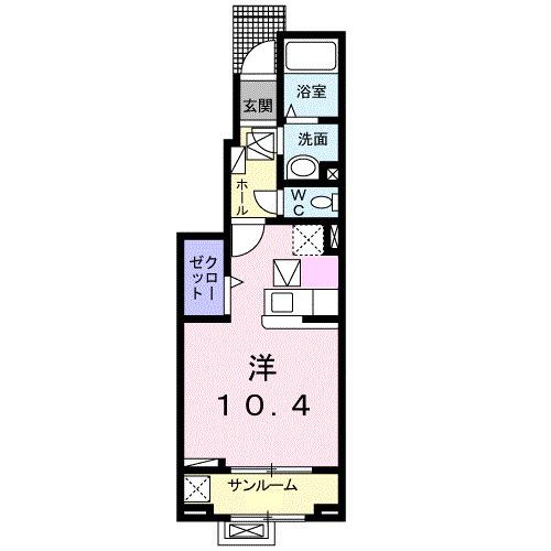X.ライツ・平井(ワンルーム/1階)の間取り写真