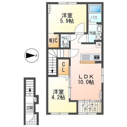 CLEARISE(2LDK/2階)の間取り写真