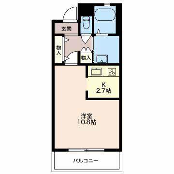 ヴェルチュ金山(1K/3階)の間取り写真