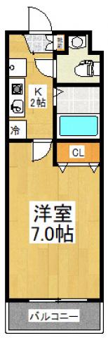 サザングレイス(1K/3階)の間取り写真