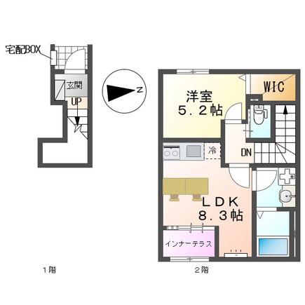 海老名市大谷北アパートⅤ期(1LDK/2階)の間取り写真