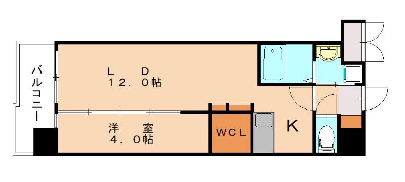 アクシオ三萩野II(1LDK/5階)の間取り写真