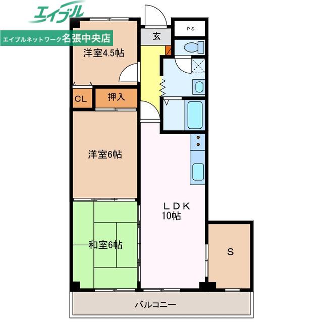アップライト西原マンション(3LDK/6階)の間取り写真