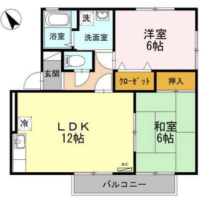 リヴァージュ(2LDK/2階)の間取り写真