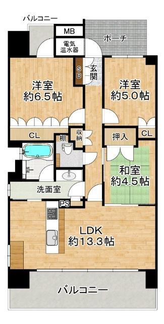 ブリリア塚本(3LDK/5階)の間取り写真