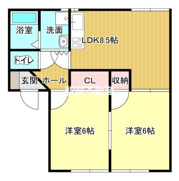 プレシオ木原A(2LDK/1階)の間取り写真