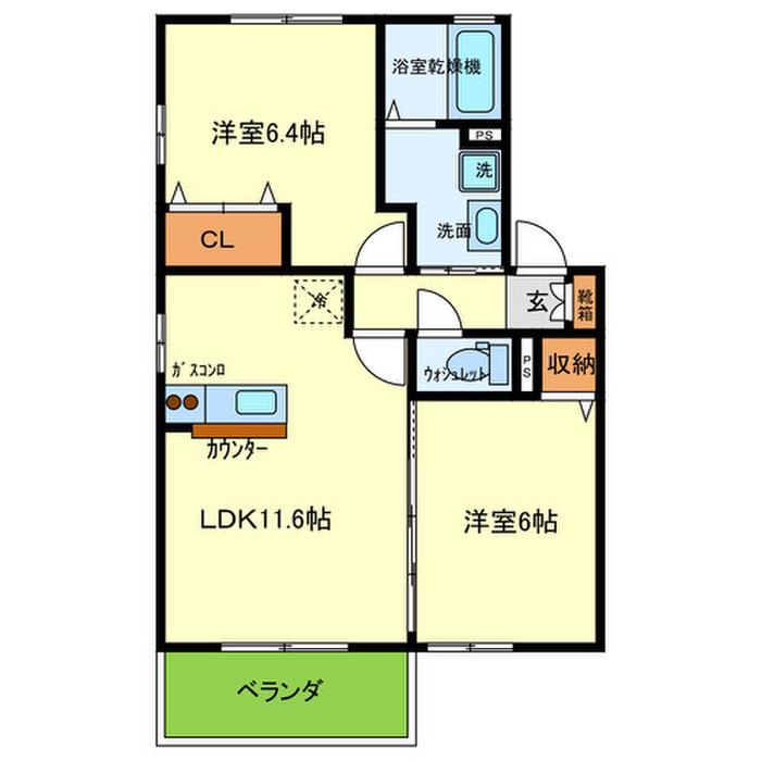 コンフォール(2LDK/1階)の間取り写真