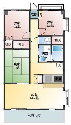 M・LAUREL・WOODS(3LDK/5階)の間取り写真