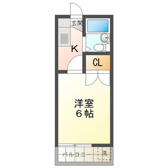 カレッジハウス2(1K/2階)の間取り写真