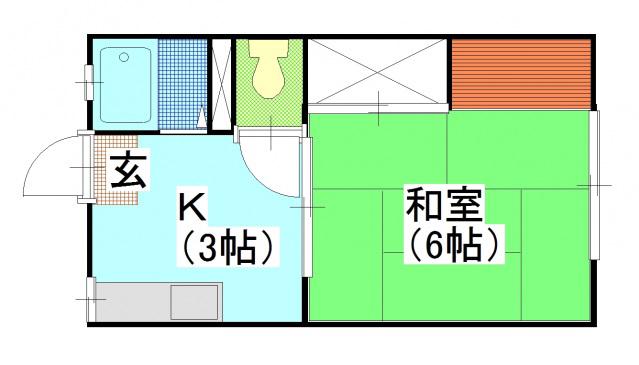 第二オリオンコーポ(1K/1階)の間取り写真
