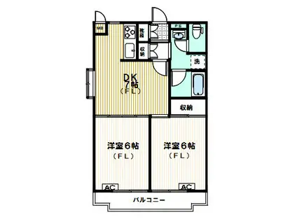 グランメール鷺沼(2DK/2階)の間取り写真