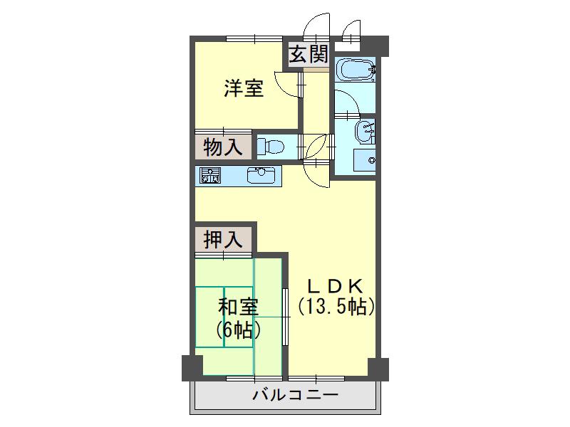 土山ヤングコーポ(2LDK/1階)の間取り写真