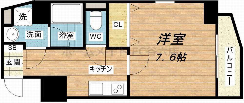 モンサンミッシェル北浜(1K/11階)の間取り写真