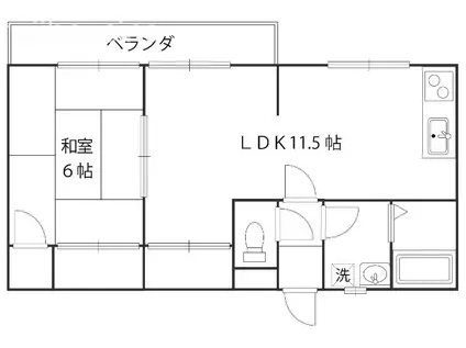 メゾン武井II(1LDK/2階)の間取り写真