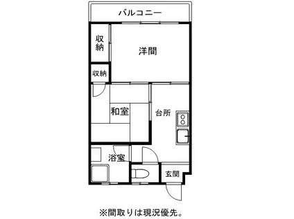 水間ビル(2DK/3階)の間取り写真