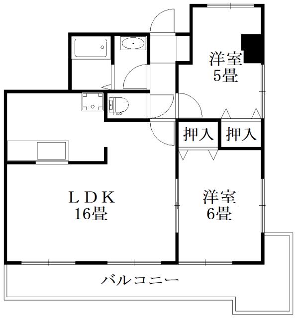ガーデンヒルズ城南V(2LDK/6階)の間取り写真