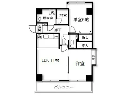 パレ・フォンティーノ(2LDK/6階)の間取り写真