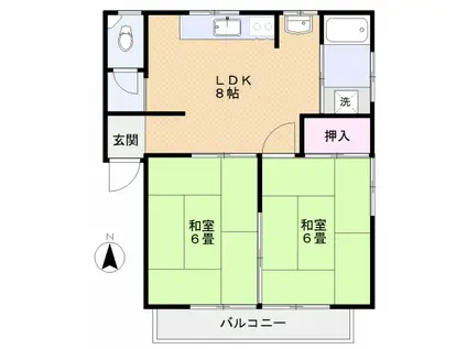 高阪ビル(2LDK/3階)の間取り写真