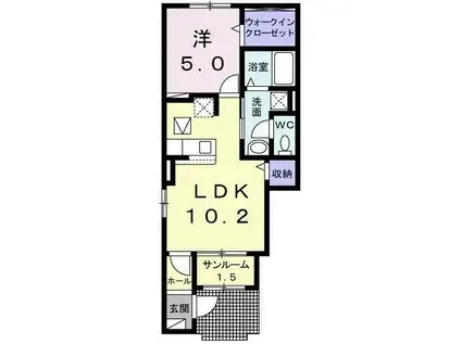 カーサM.KII(1LDK/1階)の間取り写真