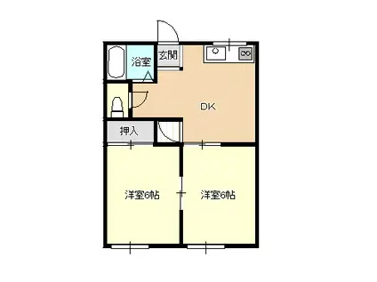 桐原ハイツ(2DK/2階)の間取り写真