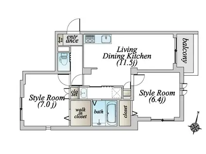 ORTHOSIA REVE1(2LDK/2階)の間取り写真