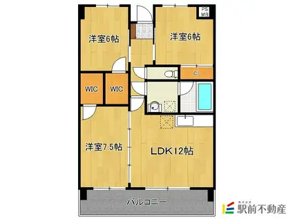 ルネス旭(3LDK/2階)の間取り写真