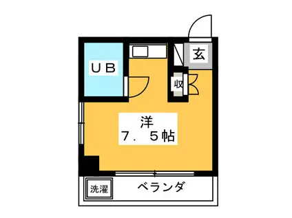 ハイツ柳(ワンルーム/3階)の間取り写真
