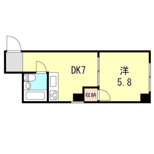 ヒューマンハイツ(1DK/4階)の間取り写真