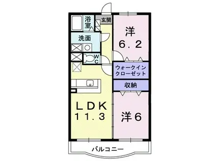 クラール小坂井(2LDK/2階)の間取り写真