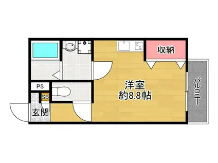 CHOU CHOU NAKAMIYA イースト(ワンルーム/1階)の間取り写真