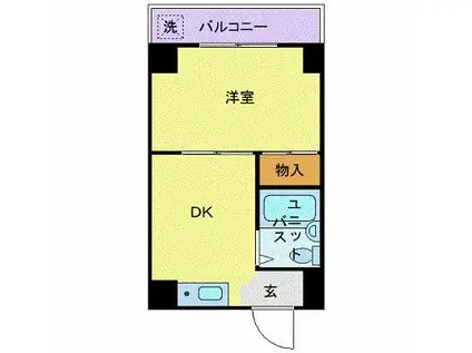 ビューライド川崎(1DK/4階)の間取り写真