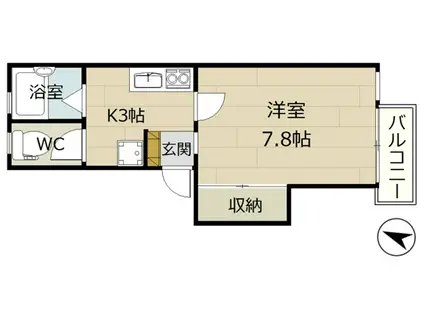 パ-クハウスミヤヨ(1K/2階)の間取り写真