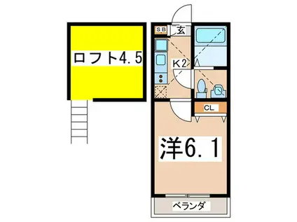 BELLAVISTA戸塚(1K/2階)の間取り写真