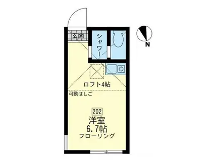 ユナイト渡田東・マリアーノの瞳(ワンルーム/2階)の間取り写真