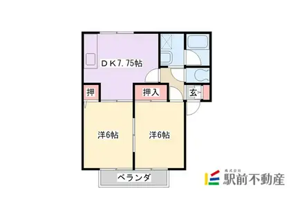 エスティアム神埼(2DK/1階)の間取り写真
