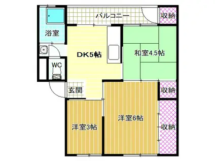 堂山マンション(3DK/3階)の間取り写真
