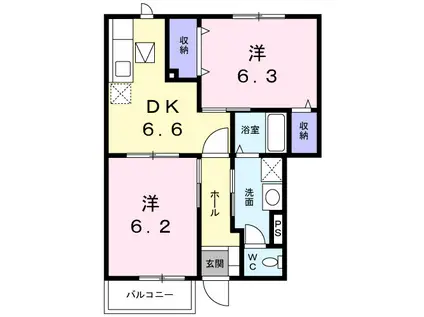 コスモ・エクセル(2DK/1階)の間取り写真