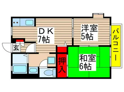 ベルデ勝田台(2DK/2階)の間取り写真