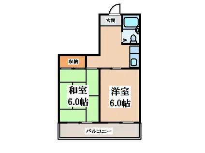 グロースハイツ忍ケ丘I(2K/3階)の間取り写真