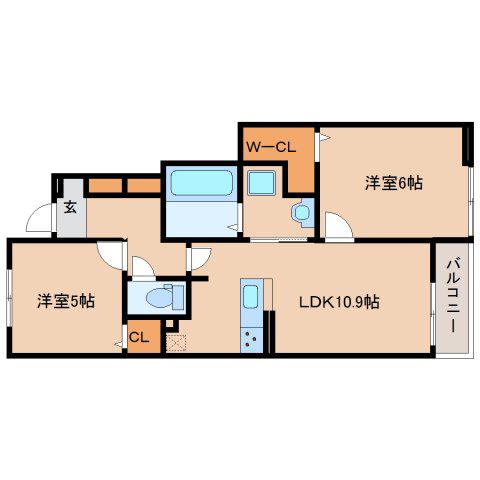 フォルシュII(2LDK/1階)の間取り写真