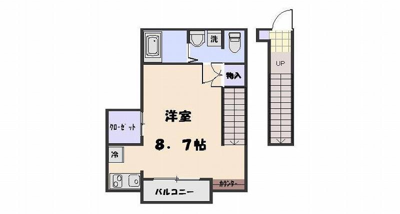 衣笠レジデンス(ワンルーム/2階)の間取り写真