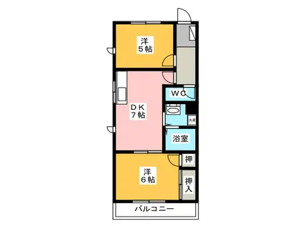 メゾン江南I(2DK/1階)の間取り写真