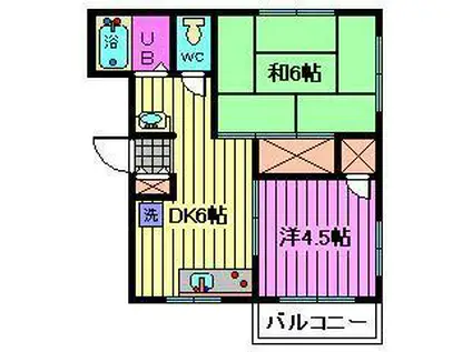 MOハイム(2DK/2階)の間取り写真