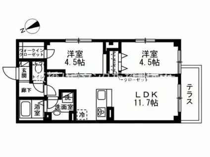 ULUSONARE(2LDK/1階)の間取り写真