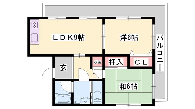 メゾンやすむろI(2LDK/3階)の間取り写真