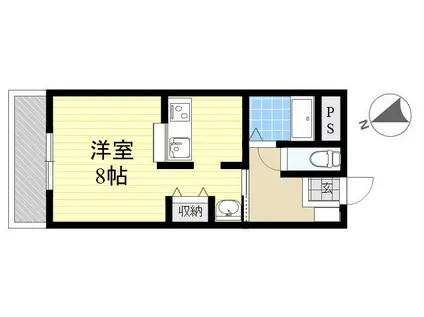 ハピネ旦の原(ワンルーム/2階)の間取り写真