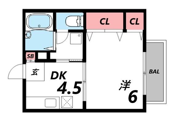 中山手ガーデンパレス A棟(1DK/1階)の間取り写真