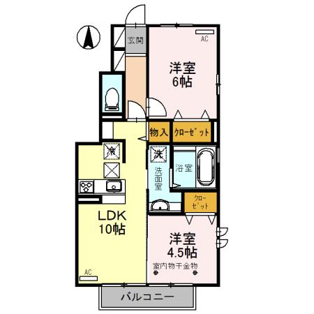 MAY・CASTLE(2LDK/2階)の間取り写真