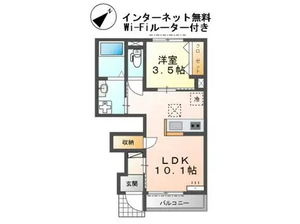 フィールドヴィレッジIII(1LDK/1階)の間取り写真