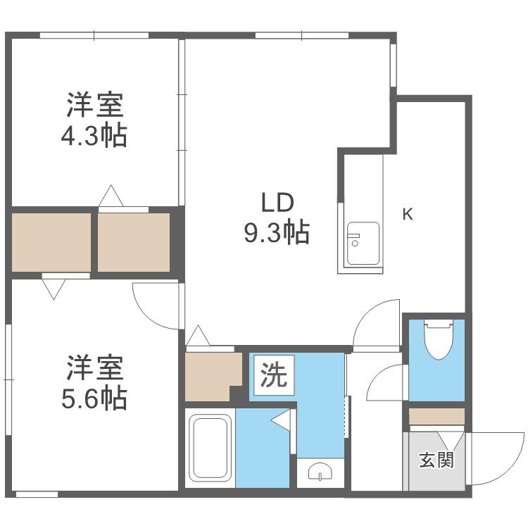 ALIVIS琴似(2LDK/4階)の間取り写真